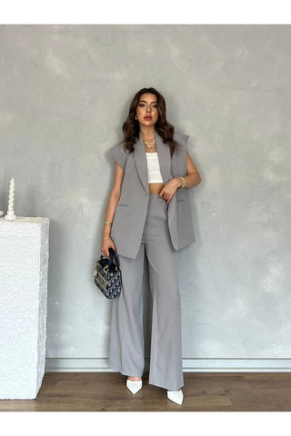 Pileli Uzun Bol Paça Kadın Pantolon