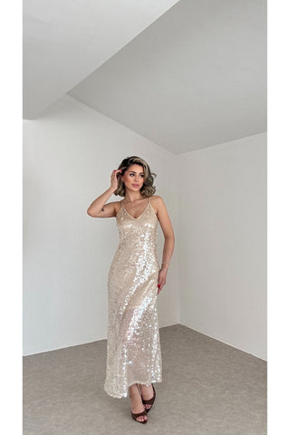 Stella Payet Elbise - Bej - K1001