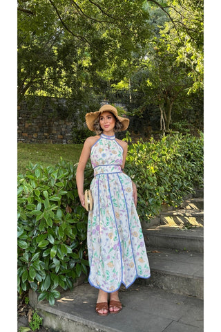 Pastel Midi Elbise - Ekru - EU3245