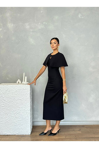 Pelerinli Straplez Uzun Boy Gece Şık Özel Gün Kadın Regina Elbise