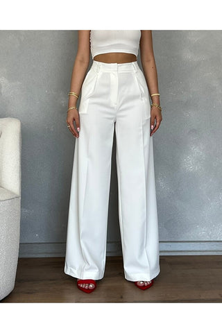 Pileli Uzun Bol Paça Kadın Pantolon