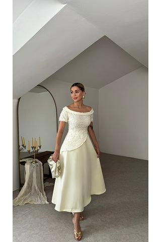 Premium Celine Elbise - Sarı - EU3249