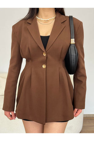 Belden Oturtmalı Uzun Kollu Ceket