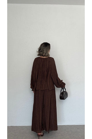 Oversize Bluz Ve Etek Takım-Kahverengi-EU2164