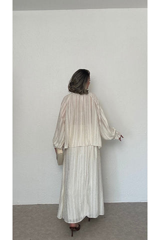 Oversize Bluz Ve Etek Takım-Krem-EU2164