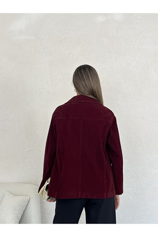 Kadife Düğmeli Kadın Günlük Astarlı Ceket Gömlek