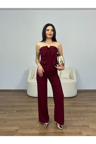 Önü Fiyonk Detaylı Straplez Kadın Takım