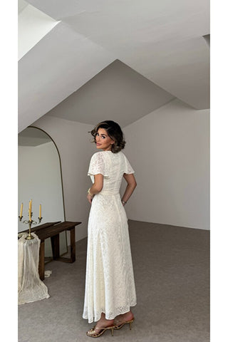 Bahar Esintisi Elbise - Beyaz - EU3231