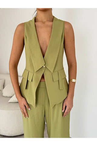 Apoletli Kadın Yelek Pantolon Takım