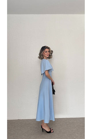 Taşlı Bolerolu Uzun Elbise - Sarı - EU3198