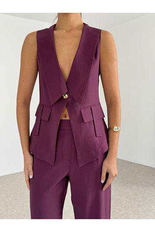 Apoletli Kadın Yelek Pantolon Takım