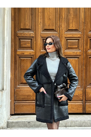 Torba Cepli Oversize Kürklü Kaban