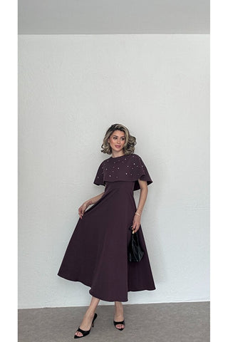 Taşlı Bolerolu Uzun Elbise - Sarı - EU3198