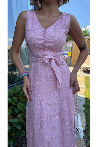 Elegant Midi Elbise - Pembe -  EU3224