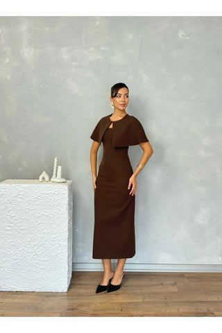 Pelerinli Straplez Uzun Boy Gece Şık Özel Gün Kadın Regina Elbise