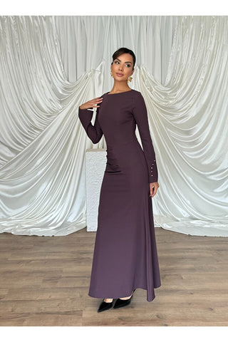 Kol Düğme Detaylı Çan İnen Beli Oturan Uzun Boy Günlük Özel Gün Marbella Kadın Elbise