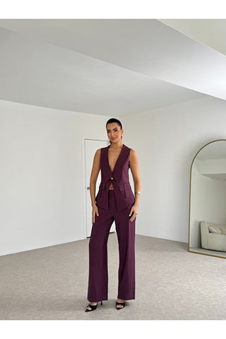 Apoletli Kadın Yelek Pantolon Takım