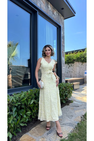 Elegant Midi Elbise - Sarı  -  EU3224