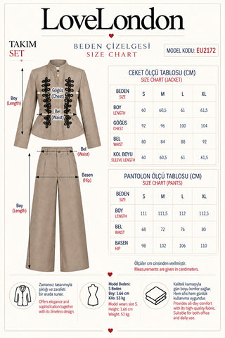 Madalyon Ceket Pantolon Takım - Vizon - EU2172