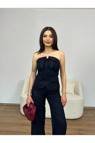 Cepli Önü Fiyonlu Straplez Takım