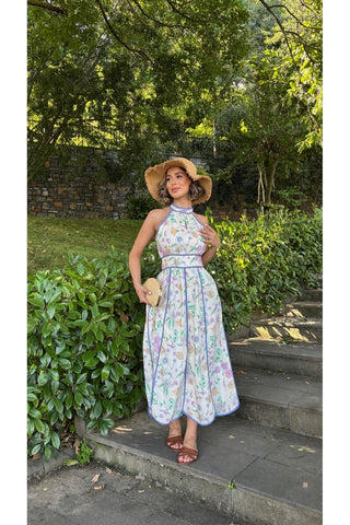 Pastel Midi Elbise - Ekru - EU3245