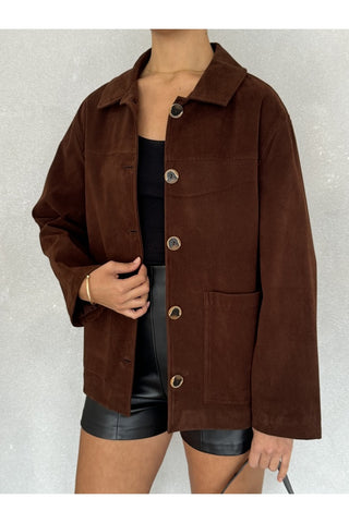 Kadife Düğmeli Kadın Günlük Astarlı Ceket Gömlek