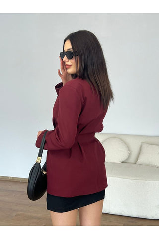 Belden Oturtmalı Uzun Kollu Ceket