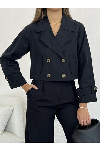 Kolu Apoletli Kısa Trenç