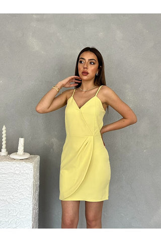 Askılı Çıtçıt Kapamalı Mini Kadın Elbise-EU3046
