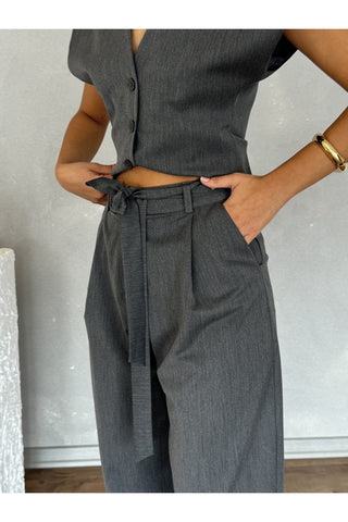 Kolsuz Kuplu Yelek Pantolon Günlük Şık Özel Gün Kadın Takım