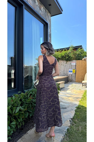 Elegant Midi Elbise - Mürdüm -  EU3224