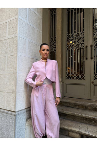 CEKET-ŞALVAR PANTOLON TAKIM-Pembe