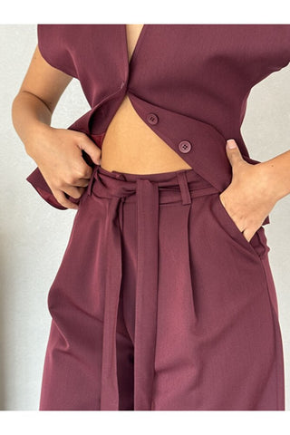 Kolsuz Kuplu Yelek Pantolon Günlük Şık Özel Gün Kadın Takım