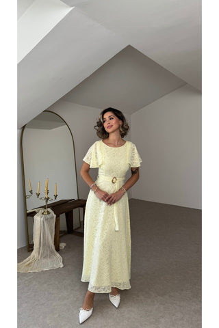 Bahar Esintisi Elbise - Sarı - EU3231
