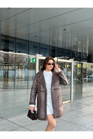 Torba Cepli Oversize Kürklü Kaban