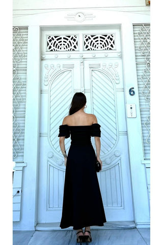 Düşük Kol Uzun Boy Straplez Özel Gün Düğün Kına Mezuniyet Nişan Kadın Elbise