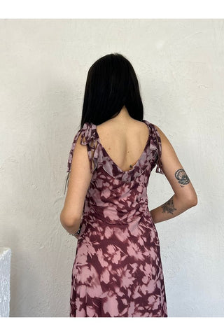 Desenli Askılı Uzun Boy Renkli Kadın Elbise