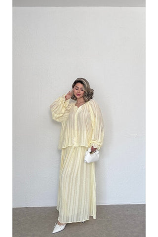 Oversize Bluz Ve Etek Takım-Sarı-EU2164