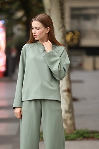 Sweat Pantolonlu Beli Latikli Eşofman Takım