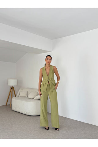 Apoletli Kadın Yelek Pantolon Takım