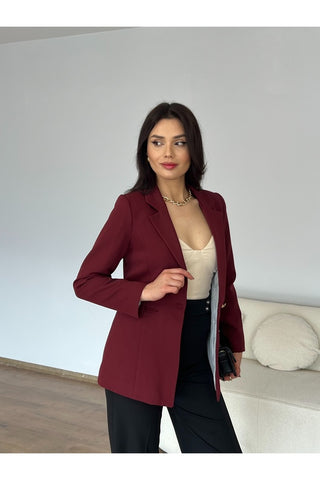 Fletolu Astarlı Slim Blazer Ceket