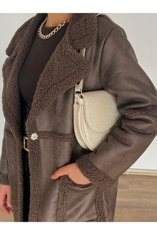 Torba Cepli Oversize Kürklü Kaban