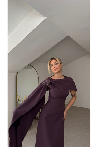 Premium Liora Elbise - Mürdüm - EU3252