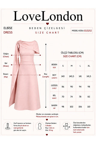 Premium Liora Elbise - Mavi - EU3252