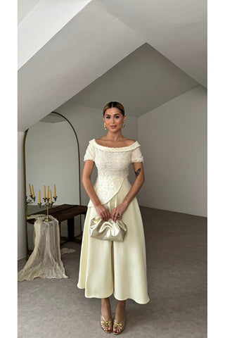 Premium Celine Elbise - Sarı - EU3249