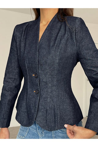 Denim Çift Düğmeli Ceket