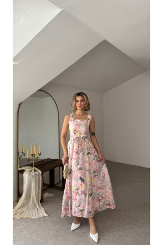 Florast Elbise - Pembe - EUU3207