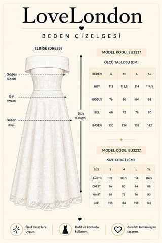 Juliette Beyaz Midi Elbise - Beyaz - EU3237