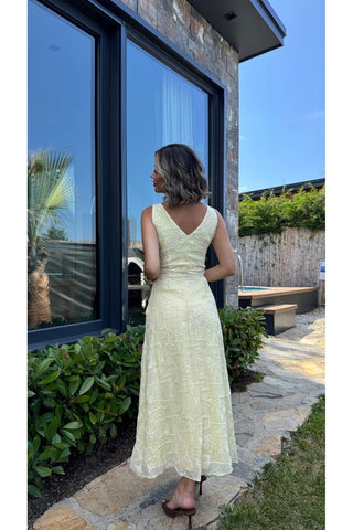 Elegant Midi Elbise - Sarı  -  EU3224