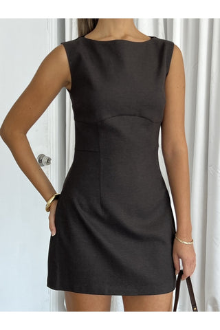 Sıfır Kol Bisiklet Yaka Özel Gün Günlük Kadın Astarlı Mini Elbise